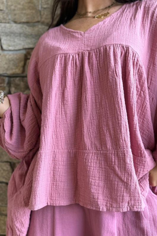 Suri Cushion Cotton Artist Smock Indian Pink 